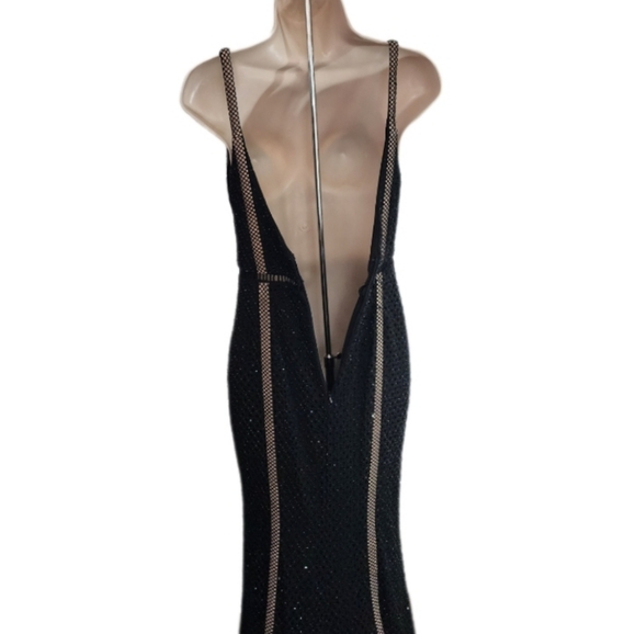 ALYCE PARIS Beaded Full Plunge Neckline Sleeveless Full Length Gown Black Size 2 - Picture 9 of 14